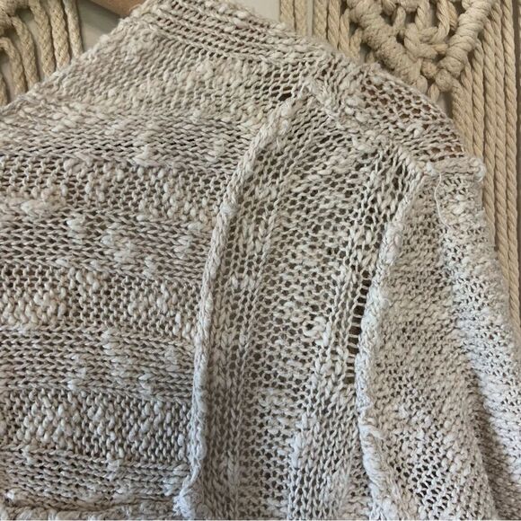 FREE PEOPLE Free Spirit Long Knit Cardigan Sweater Cream Tan Medium - Picture 11 of 12